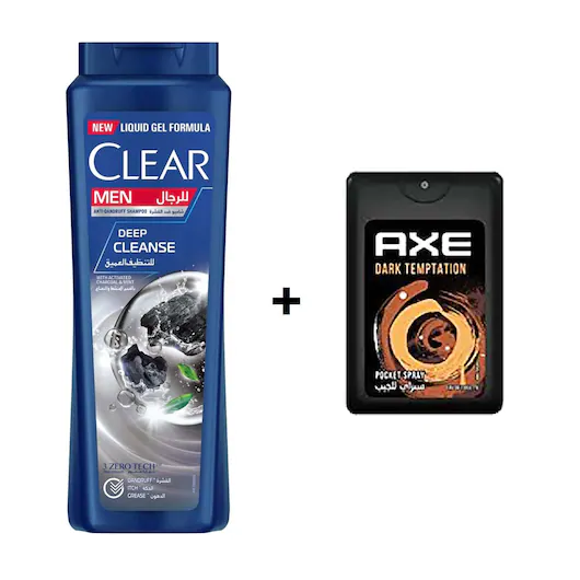 CLEAR DEEP CLEANSE SHAMPOO 600ML + AXE POCKET SPRAY 17 ML