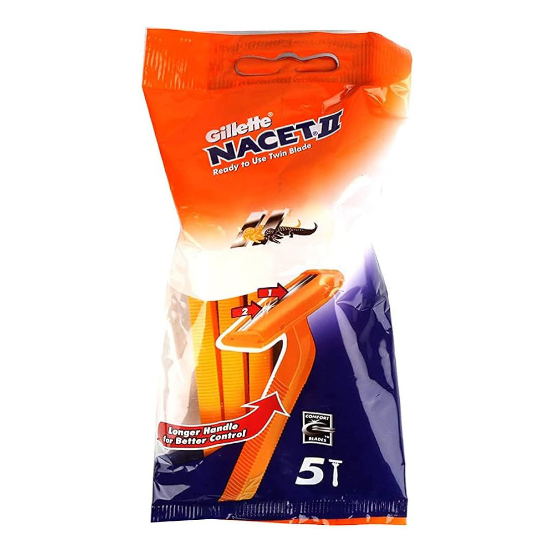 GILLETTE NACET 2 DISPOSABLE RAZORS 5PCS