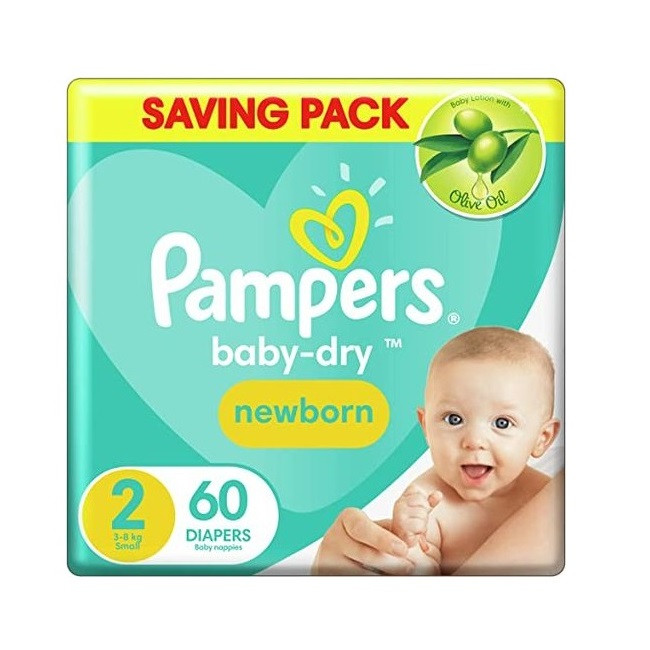 PAMPERS SIZE (2) 60PCS