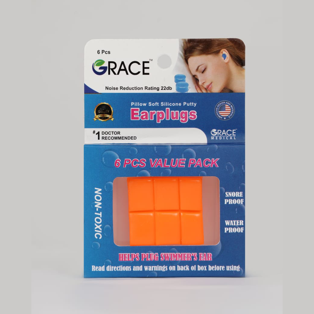 GRACE ADULT SILICONE PUTTY EARPLUGS 6PCS سدادة أذن