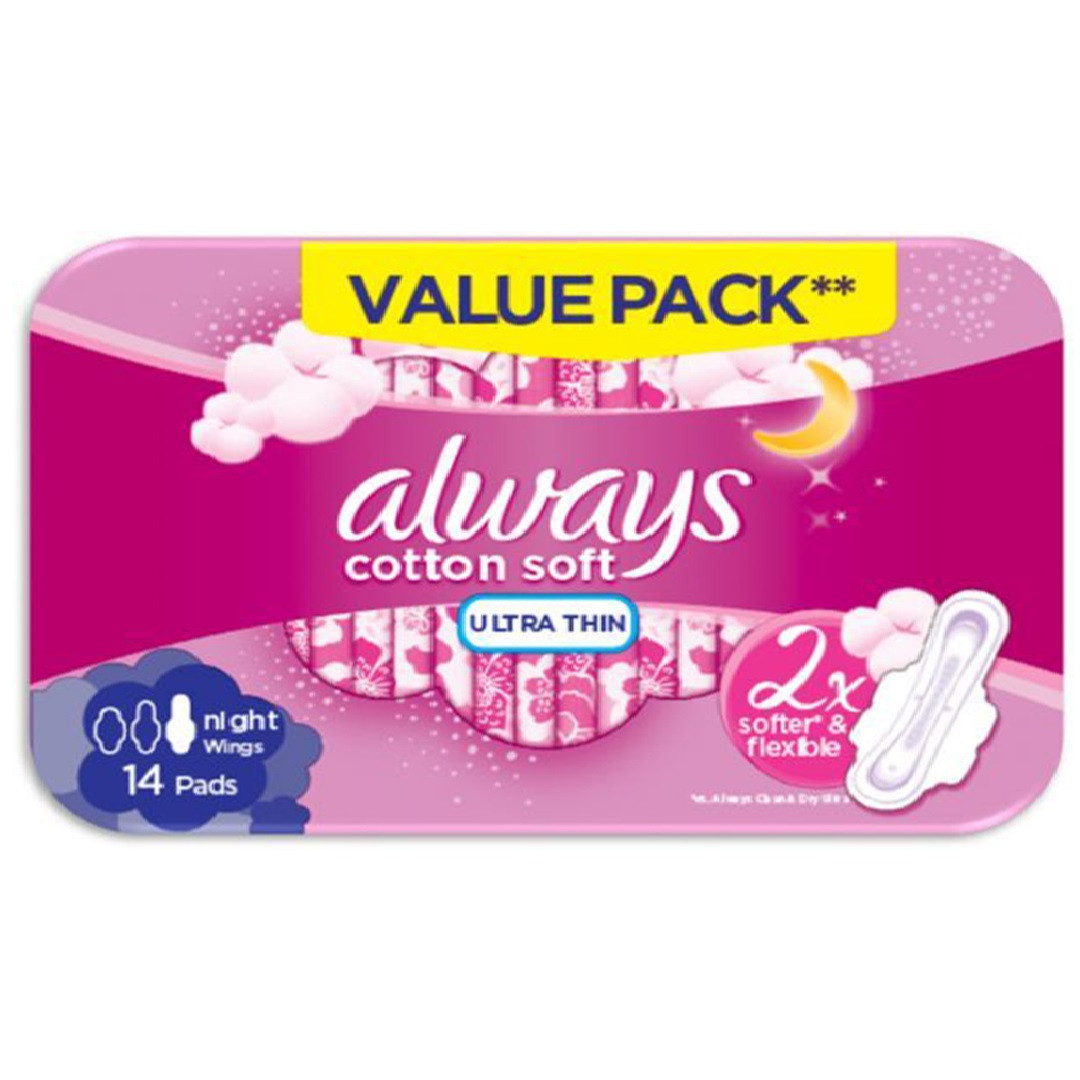 Always | Cotton Soft Ultra Thin Extra Long Sanitary Pads wings 14 pads
