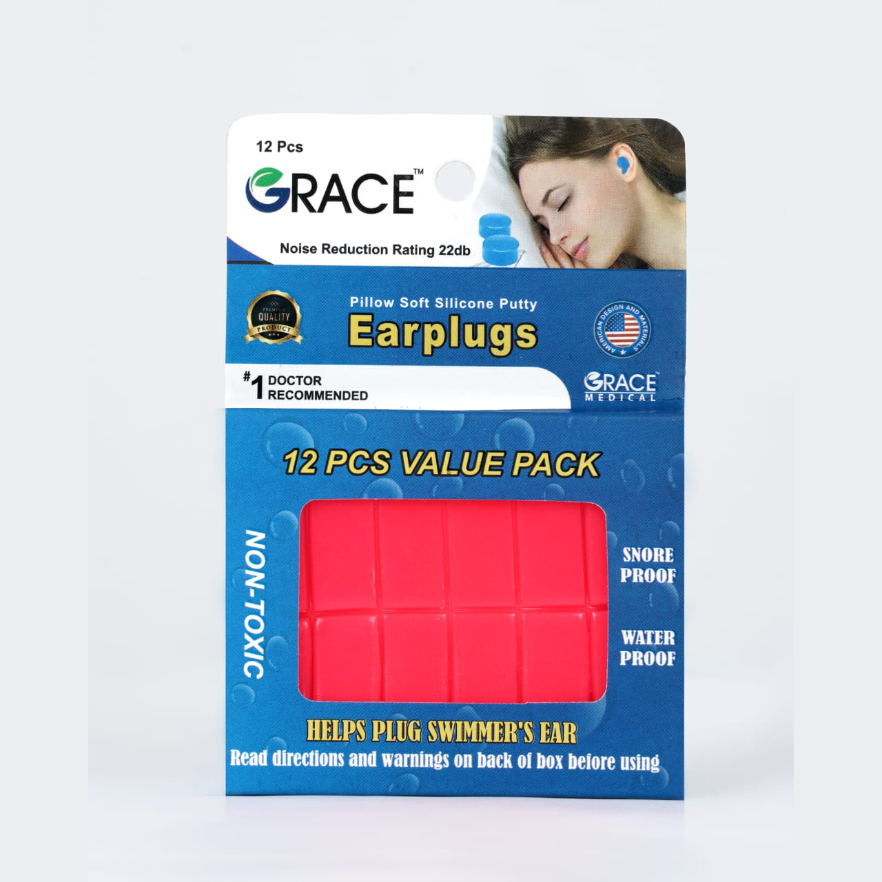 GRACE ADULT SILICONE PUTTY EARPLUGS 12PCS سدادة أذن