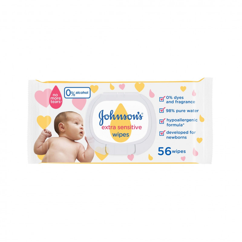 JOHNSON BABY WIPES EXTRA SENSITIVE 56PCS