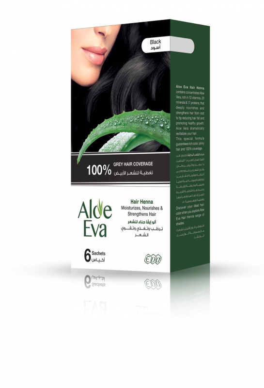 ALOE EVA HAIR BLACK HENNA 6 SACHETS ألو ايفا حنة سوداء
