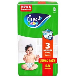 FINE BABY (3) 58 DIAPERS