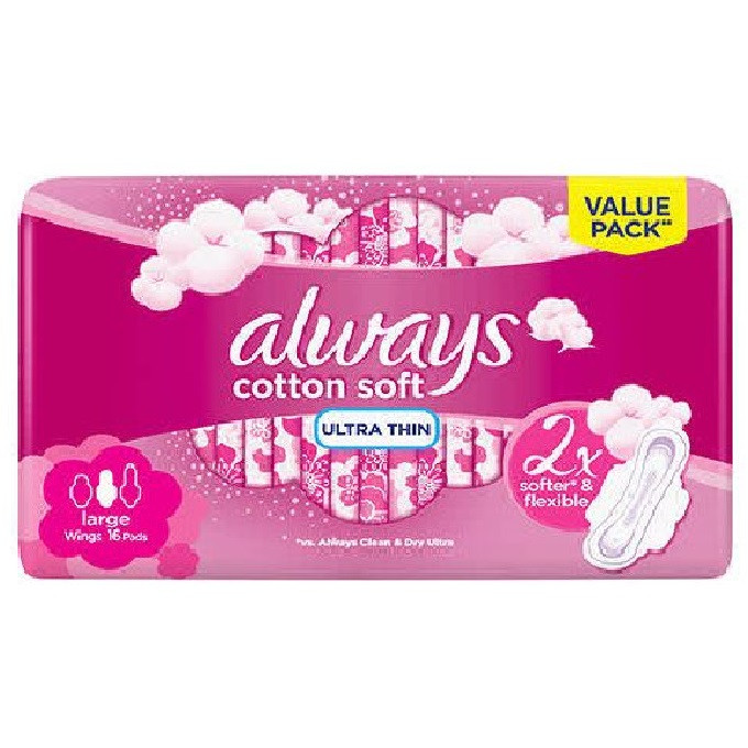 Always | Cotton Soft Ultra Thin Long Sanitary Pads with Wings 16 pads