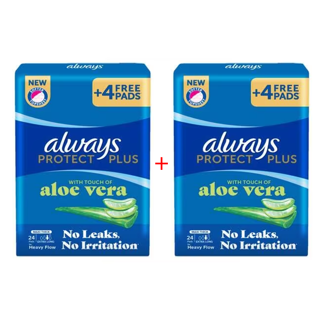 ALWAYS MAXI THICK HEAVY FLOW EXTRA LONG 24PADS 1+1