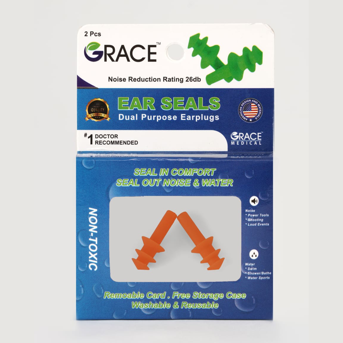 GRACE EAR SEALS 2PCS سدادة أذن سيليكون
