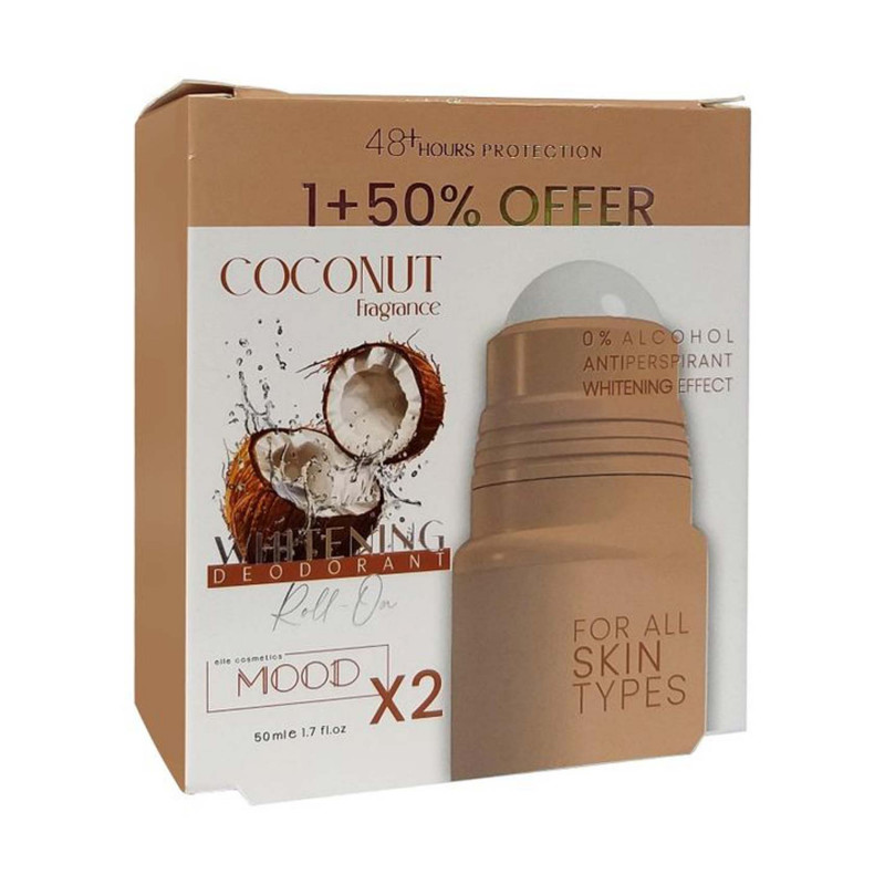MOOD COCONUT WHITENING DEODORANT ROLL ON OFFER 1 + 50% 50ML